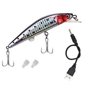 3D Eyes Rechargeable USB LED flash Light Colorful Vibration Artificial Bait Fishing Lure