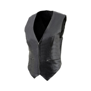 Chaleco Negro de Poliéster con Cuello en V y Cierre de Botones para Mujer, Prenda Exterior Casual sin Mangas, Chaleco de Cuero Profesional para Mujer al por Mayor - Product Image 5