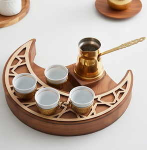 Bandeja de Servir de Madera con Forma de Luna Creciente, Recorte Geométrico de Estrella, Centro de Mesa Decorativo para Ramadán y Eid - Product Image 6