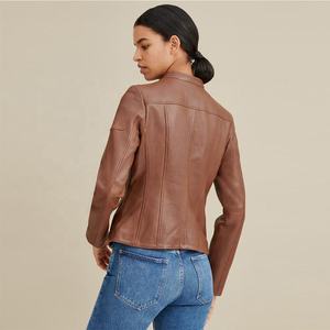 Veste en cuir véritable pour femme, nouvelle, décontractée et élégante, style motard, en cuir véritable, dans un emballage premium - Product Image 2
