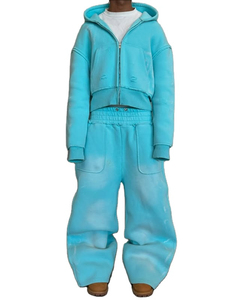 Ensembles sweat à capuche et pantalon de survêtement évasé imprimé sur mesure, coupe ample, 100 % coton molletonné, délavage acide, style vintage, séchage rapide, pour homme, hiver - Product Image 6