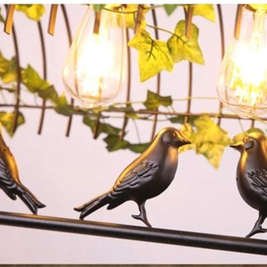 Modernist Rustic Metal <b>Arch</b> Pendant Light With Birds And Leaves <b>Decor</b> For Ceiling Lighting Fixtures - Product Image 6