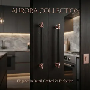 KELLTON Luxury Vintage <b>Black</b> & Rose Gold Square Durable Long Cabinet Pull <b>Handle</b> Decorative Wardrobe Door Furniture Hardware - Product Image 6