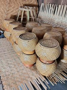 Panier à riz collant en bambou tissé à la main avec couvercle, artisanat thaïlandais traditionnel, stockage alimentaire, fournisseur éco-responsable - Product Image 4