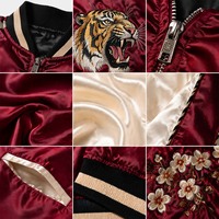 Dravelle Industry – Nouvelle veste Sukajan unisexe en laine brodée, réversible, coupe-vent, avec patchwork tigre, pour l'hiver, style Yokosuka