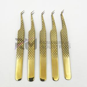 Pince à épiler pour cils en or plasma de haute qualité, durable, à marque privée, en acier inoxydable, avec pointe en fibre, couleur personnalisée - Product Image 2