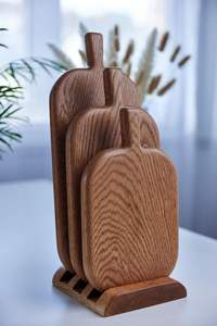 Tabla de cortar redonda de madera maciza de acacia antideslizante con mango fácil de agarrar, tabla de cortar combinada para el hogar, para pan y comedor - Product Image 3