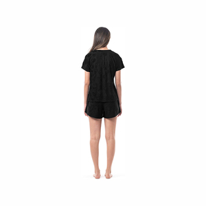 Women's Summer Short Sleeve T-Shirt and Ankle-Length Jogger Solid Pattern Two-Piece Shorts Matching <b>Set</b> - Product Image 5