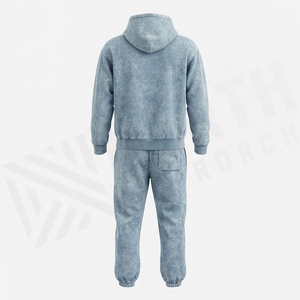 Conjunto Deportivo de 2 Piezas para Hombre, Estilo Oversize, Lavado Ácido, Pantalones y Sudadera, a la Moda, para Invierno, Tallas Grandes - Product Image 2