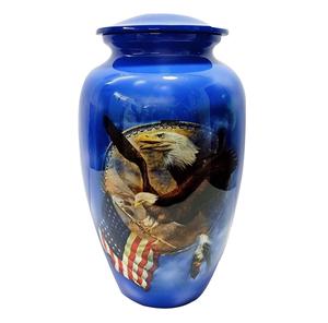 Urne funéraire en métal bleu clair avec motif floral et colibris, inspirée de la nature paisible, pour cendres, urne commémorative pour crémation - Product Image 6