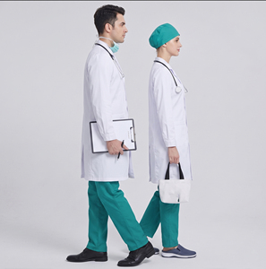 Ensemble d'uniformes d'infirmière, blouse longue d'hôpital, tenue médicale unisexe pour hommes et femmes - Chapeaux de médecins, ensembles de blouses, blouse longue avec 2 poches latérales - Product Image 2
