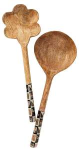 Ensemble de saladiers en émail au design unique, bois naturel avec poignée imprimée en émail, couverts pour servir la salade à un prix très compétitif - Product Image 3