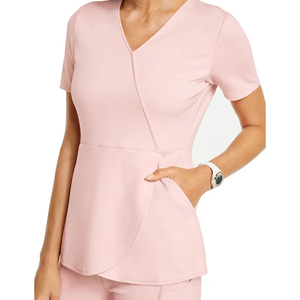 2026 New Design Healthcare Uniform Sets Stretch Polyester Anti Shrink 2 Pocket Top & Body Fit Pants for <b>Nurse</b> Medical Scrub Set - Product Image 5