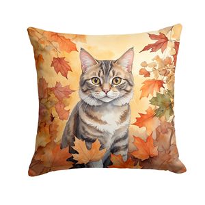 American Bobtail Cat Decorative Outdoor/Indoor <b>Throw</b> Pillow 14x14 Machine Washable <b>for</b> <b>Couch</b> Bed Patio Fall Leaves Design - Product Image 1