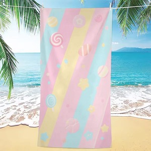 Serviette de plage rectangulaire en coton 100% avec logo personnalisé imprimé pour adultes et enfants, serviettes de bain et de plage d'été - Product Image 2
