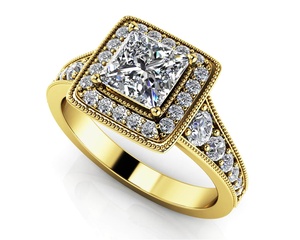 Bague de fiançailles pour femme en or jaune ou blanc 14 carats avec diamant de laboratoire taille princesse de 1,07 carat couleur G, bijou raffiné pour elle - Product Image 2