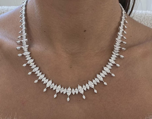 Luxury Marquise Moissanite Drop <b>Necklace</b> Iced Out Tennis Chain Hip Hop Jewellery Bridal <b>Statement</b> Gift - Product Image 1