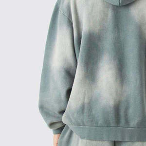 Sudadera con Capucha de Forro Polar con Efecto Degradado Tie-Dye, Manga Larga, Transpirable, Estilo Otoñal, Sudadera con Cremallera Extra Grande para Hombre - Product Image 6