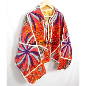 Boho Indian <b>Kantha</b> Handmade Quilted Cotton <b>Jacket</b> for Women Winter Eco-Friendly Breathable - Product Image 5