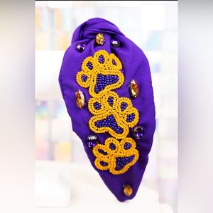 Bandeau en tissu fait main avec motif de drapeau perlé rouge, blanc et bleu pour fêtes et anniversaires - Product Image 5