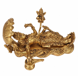 Figura de Latón de Lord Vishnu Bhagwan Descansando sobre Sheshnag, de Alta Demanda y Superventas, para Pooja Diaria y Decoración del Hogar - Product Image 3
