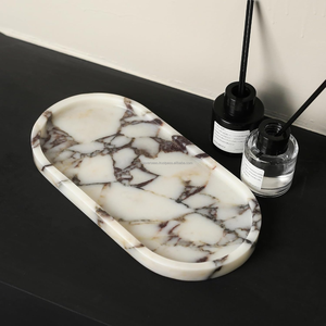 Plateau de rangement en marbre Calacatta Viola fait à la main, plateau organisateur en pierre naturelle pour salle de bain, cuisine, table basse et coiffeuse - Product Image 6