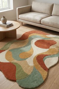 Alfombra Moderna Geométrica Verde Hecha a Mano, Antideslizante, de Lana Orgánica, para Sala de Estar, Dormitorio, Decoración del Hogar - Product Image 6