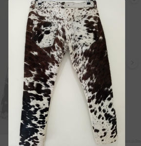 Pantalones de cuero con pelo natural para mujer, de alta calidad, hechos a medida, estilo streetwear, de pierna ancha y corte recto, de última tendencia. - Product Image 6