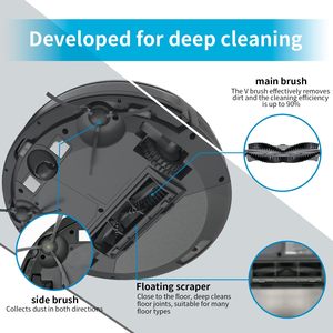 Robot aspirateur avec une puissance d'aspiration de 2800 Pa, contrôle par application, autonomie de 120 minutes, auto-rechargeable, aspirateur robotisé pour tapis faiblement poilsus - Product Image 3