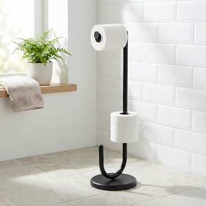 Porte-rouleau de papier hygiénique écologique en bambou carré en acier de style moderne facilement assemblé meubles de rangement ménagers Taiwan - Product Image 1