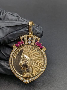 Pendentif Couronne Moissanite en Argent 925 avec Incrustation de Diamants et Rubis, Bijou Unisexe Vintage Thème 1915 - Product Image 6