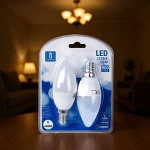 Lampadina Led C37 E14 6W 6400K bianco freddo 500Lm 25000H Confezione da 2 pezzi - Product Image 3