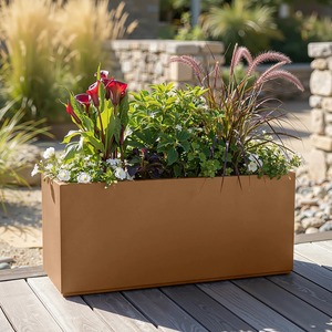Jardinière Circulaire en Bois Rustique pour Jardin Extérieur, Pot à Fleurs pour Plantes Vertes, Finition Naturelle - Product Image 6