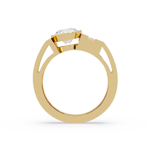 Custom 14K Pure Gold <b>Mens</b> Bezel Set Round Cut Lab Grown Diamond 1.00ct IGI Certified Solitaire Engagement <b>Rings</b> Anniversary Band - Product Image 4