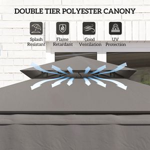 Gazebo per Barbecue da Esterno 8 X 5 Grigio Scuro con Tettoia Laterale, 2 Ripiani Laterali e 6 Ganci, Tettoia e Pergola per Riparo Barbecue - Product Image 5