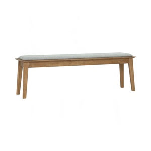 Banco de Comedor Tapizado Grande, Moderno, con Estructura de Madera Maciza, Banco Acolchado para Entrada con Asiento de Tela Gris para Comedor y Pasillo - Product Image 1