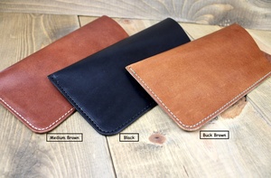 Estuche para gafas Funda para anteojos hecha a mano de cuero de grano superior con cierre Botón magnético - Product Image 2