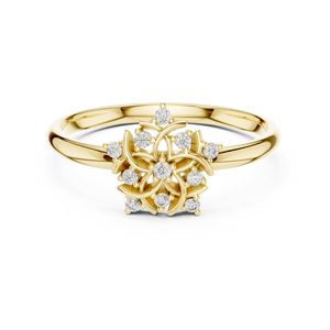 Anillo Minimalista con Racimo de Estrellas, Anillo de Oro Amarillo Sólido de 14k con Diamantes Cultivados en Laboratorio de Corte Redondo, Anillo de Boda Clásico, Regalo para Ella - Product Image 1