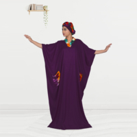 Kaftan Rayon Ukuran Besar Panjang Lantai Sederhana Ringan Pesta Idul Fitri Ramadhan Fungsional Saku Samping Siluet Santai Tanpa Usaha