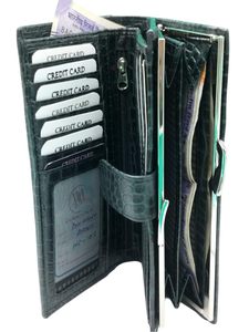 WRIZA Croco <b>Print</b> Genuine Leather Women Wallet Clutch RFID Protection Daily Use <b>Large</b> Capacity Purse 10 Card Slots Fits 6.5 Inch - Product Image 3