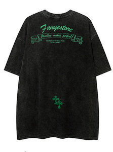 Camiseta Oversize Retro de Alta Calidad para Hombre, Estilo Hip Hop Urbano, con Lavado Ácido, Logotipo Personalizado Bordado y Diseño de Alfabeto Gótico para Verano - Product Image 2