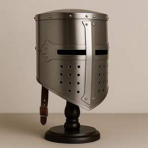 Casco Medieval de Cruzado, Gran Casco Templario, Armadura Histórica de Acero Plateado, Casco Pulido para Reenactamiento y Coleccionistas - Product Image 2