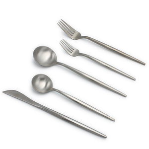 Designer Stainless Steel Cutlery Set Modern Teardrop Silverware Spoon Fork Knife Set Dining <b>Flatware</b> - Product Image 2
