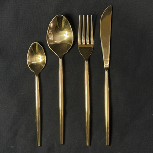 Stainless Steel Gold PVD Minimal Design Handmade Cutlery Set Durable Eco Friendly Dishwasher Safe <b>Flatware</b> Sets - Product Image 1