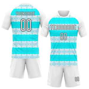 Custom Sublimated <b>Volleyball</b> Jersey <b>Set</b> Blue White Striped Crew Neck Short Sleeve Unisex Adult Breathable Polyester Sportswear - Product Image 1