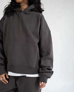 <b>Mens</b> Dark Brown Hooded Sweatshirt Plain Solid Color Heavyweight Long Sleeve <b>Pullover</b> Hoodie Kangaroo Pocket Casual Streetwear OE - Product Image 5