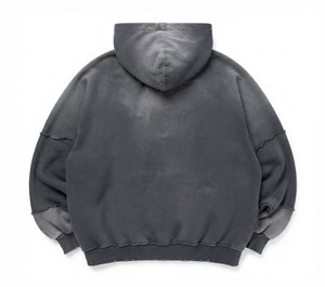 Sudadera con Capucha Extra Grande para Hombre, Color Gris Oscuro, Poliéster/Algodón, Diseño de Parches Lavados, Transpirable, Corte Regular, Estilo Otoñal - Product Image 2