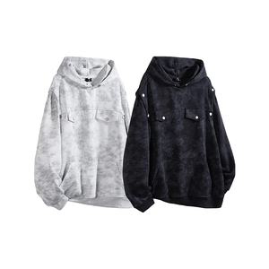 Jersey con capucha y hombros caídos personalizado para hombre al por mayor, sudadera de lana de algodón 100%, estampado bordado, sólido, informal, para invierno - Product Image 1