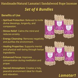 Handmade In Nepal Natural Sandalwood Rope Incense Set of 6 Gift Item Burning Gently With Natural Wick Yoga Meditation Companion - Product Image 2
