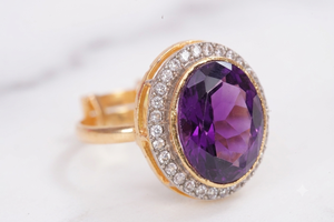 Luxury Oval Cut Halo Engagement <b>Ring</b> 24K <b>Gold</b> Plated Dual Tone Micro Pave CZ Stone Statement <b>Cocktail</b> <b>Rings</b> Women Fashion - Product Image 4